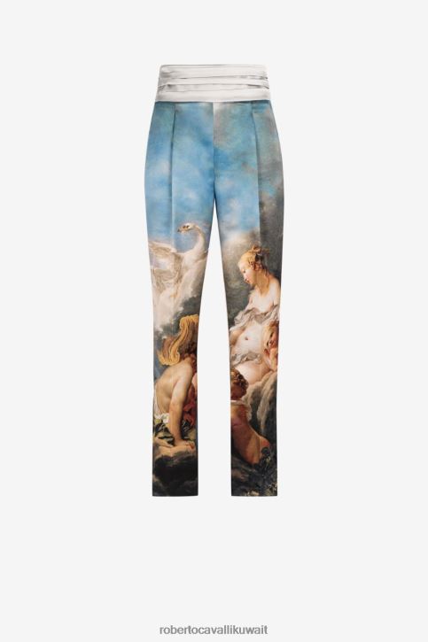 Roberto Cavalli نحيف متعدد الألوان بنطال مُفصل بطبعة طلاء ملابس 4H40H273