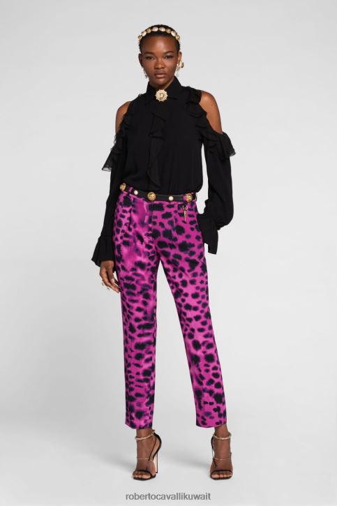 Roberto Cavalli نحيف متعدد الألوان جينز بقصة ضيقة وطبعة طلاء ملابس 4H40H274