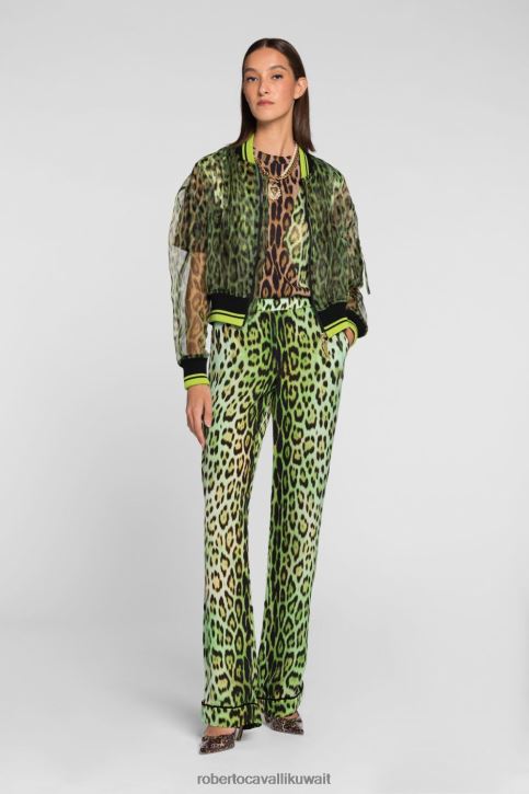 Roberto Cavalli نحيف أنيق بنطال مستقيم بطبعة جرافيك ملابس 4H40H275