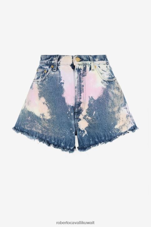 Roberto Cavalli نحيف موضة شورت جينز مغسول بالحمض ملابس 4H40H284