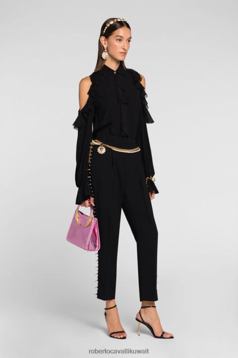 Roberto Cavalli نحيف موضة شورت جينز مغسول بالحمض ملابس 4H40H284