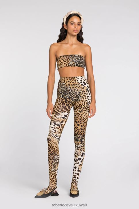 Roberto Cavalli نحيف أسود/أبيض بنطال واسع بنقش مربعات ملابس 4H40H290