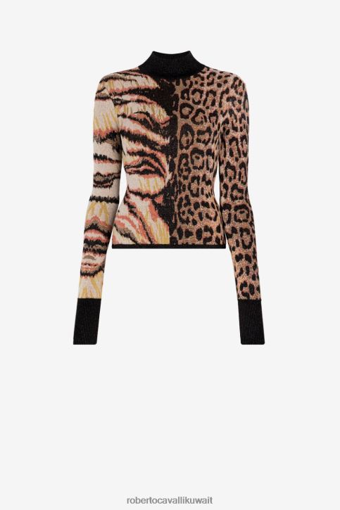 Roberto Cavalli نحيف متعدد الألوان سترة الجاكار الحيوانية ملابس 4H40H294