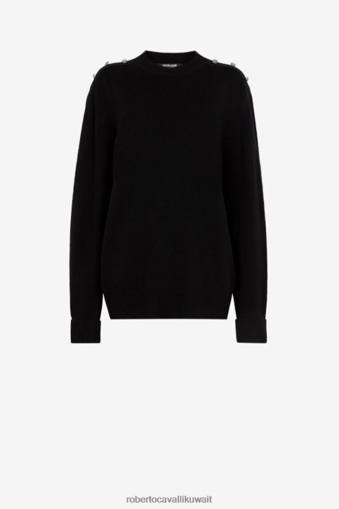 Roberto Cavalli نحيف موضة كنزة برقبة دائرية مزينة بترصيع ملابس 4H40H299