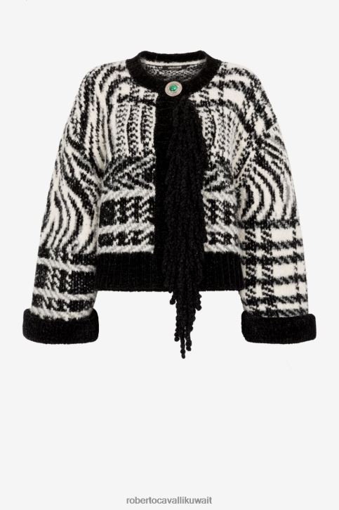 Roberto Cavalli نحيف متعدد الألوان سترة منسوجة من الجاكار التجريدي ملابس 4H40H301