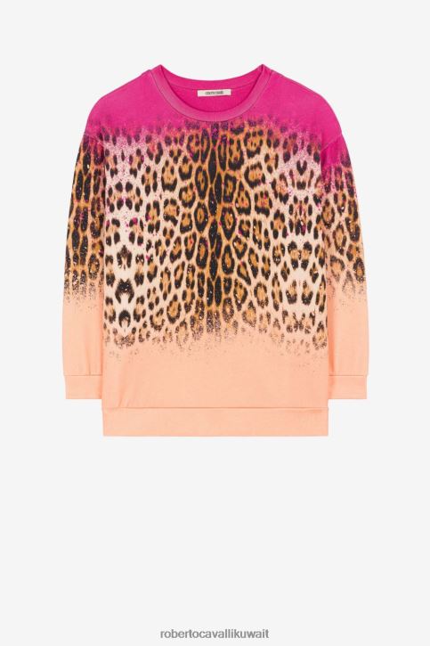 Roberto Cavalli نحيف حار كنزة من القطن بطبعة جاكوار ملابس 4H40H302