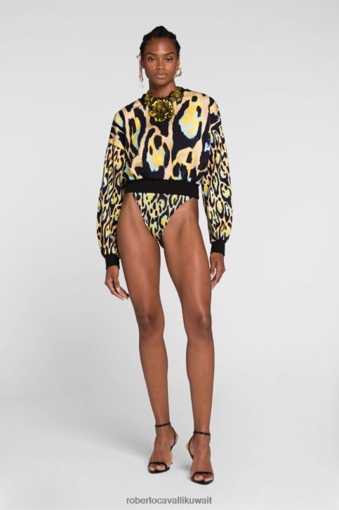 Roberto Cavalli نحيف أنيق سترة رياضية بطبعات مختلطة ملابس 4H40H303
