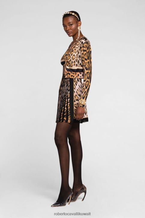 Roberto Cavalli نحيف حار كنزة قصيرة بطبعة حيوان ملابس 4H40H304