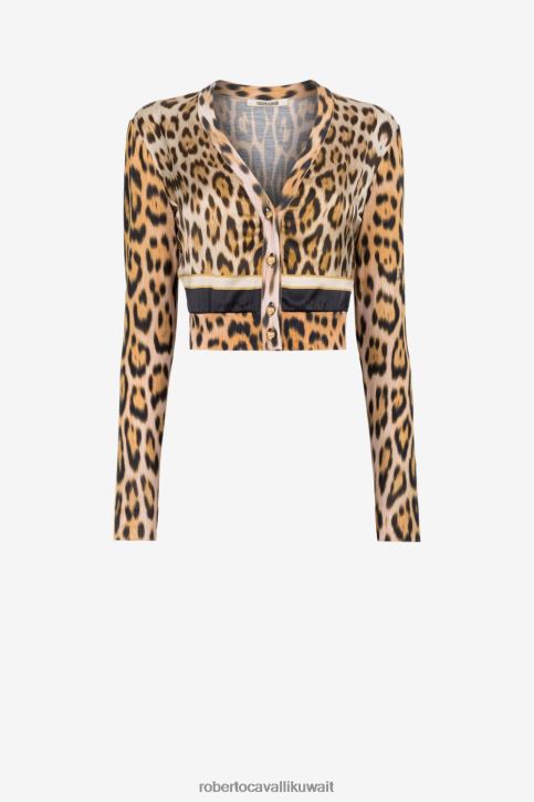 Roberto Cavalli نحيف أنيق سترة قصيرة بطبعة جلد الفهد ملابس 4H40H305