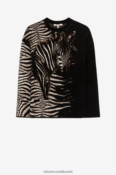 Roberto Cavalli نحيف فضي/أسود سترة جاكار حمار وحشي ملابس 4H40H307