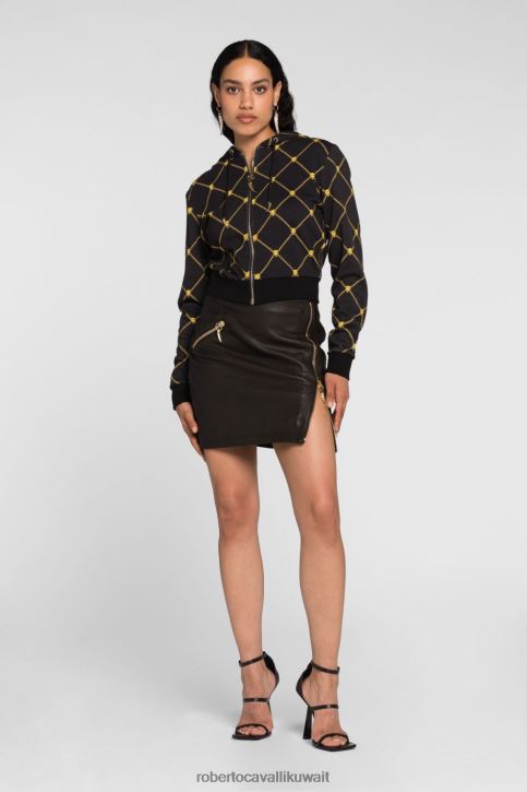 Roberto Cavalli نحيف حمام سباحة هودي قطن بطبعة نمر ملابس 4H40H308