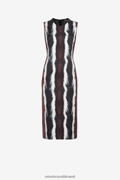 Roberto Cavalli نحيف متعدد الألوان فستان بطبعة حيوان ملابس 4H40H31