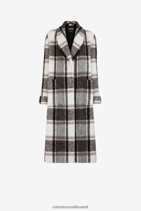 Roberto Cavalli نحيف حار معطف كاروهات بطية صدر شال ملابس 4H40H317