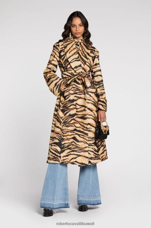 Roberto Cavalli نحيف حار معطف كاروهات بطية صدر شال ملابس 4H40H317