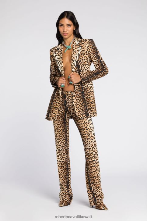 Roberto Cavalli نحيف أنيق معطف بحزام وطبعة حرية ملابس 4H40H318