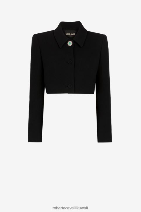 Roberto Cavalli نحيف أسود سترة صوف قصيرة ملابس 4H40H329