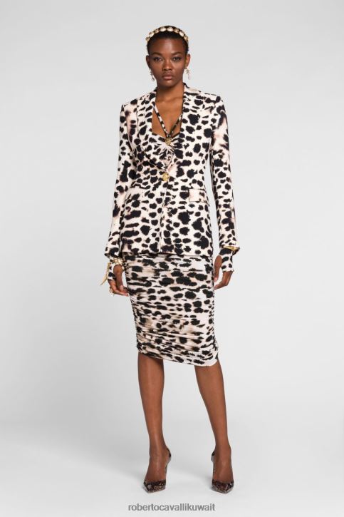 Roberto Cavalli نحيف موضة بليزر بصف أزرار واحد وطبعة حيوان ملابس 4H40H332