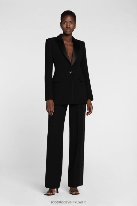 Roberto Cavalli نحيف أنيق بليزر بصف أزرار واحد وطبعة حيوان ملابس 4H40H333