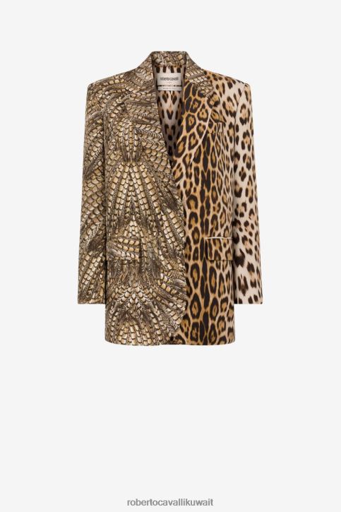 Roberto Cavalli نحيف موضة سترة بصدر واحد وطبعات حيوانات ملابس 4H40H335