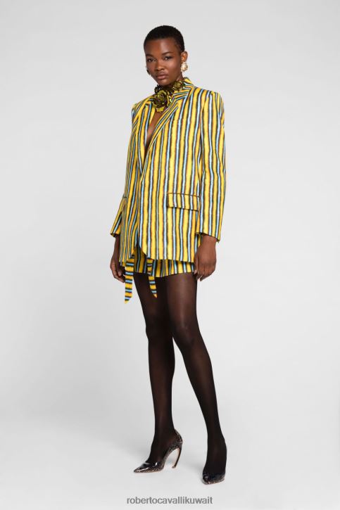 Roberto Cavalli نحيف موضة سترة بصدر واحد وطبعات حيوانات ملابس 4H40H335