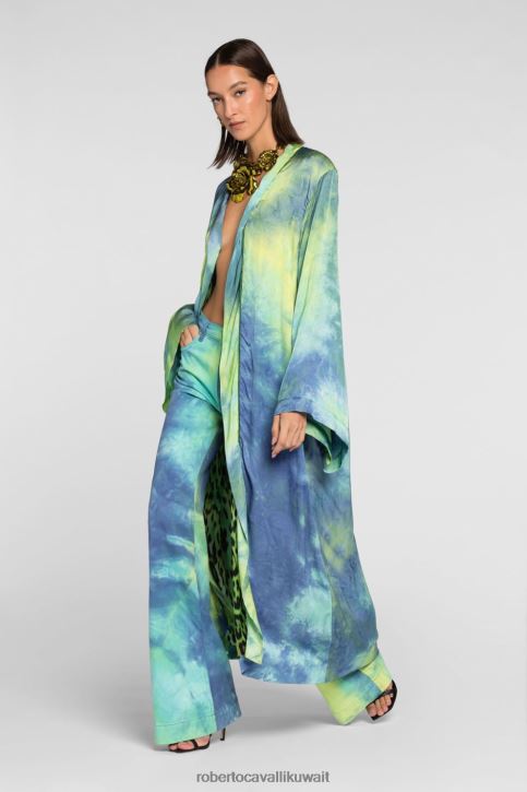 Roberto Cavalli نحيف حار سترة كتان بطبعة خطوط غريبة ملابس 4H40H336