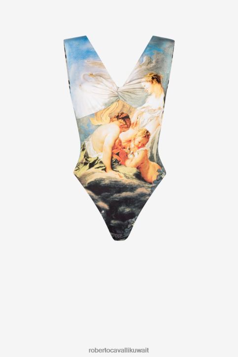 Roberto Cavalli نحيف متعدد الألوان ملابس السباحة المطبوعة اللوحة ملابس 4H40H346