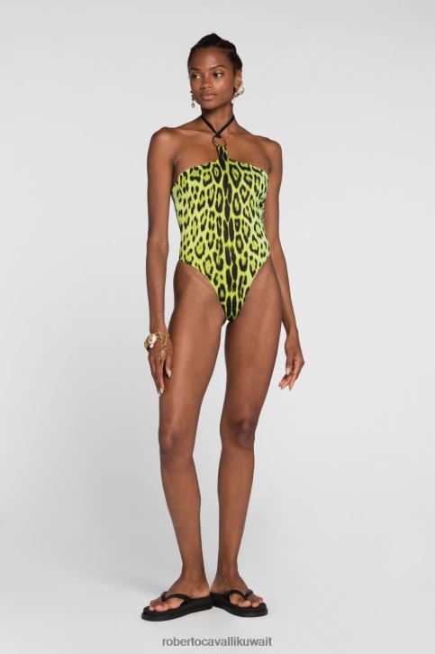 Roberto Cavalli نحيف متعدد الألوان سروال بيكيني بطبعة طلاء ملابس 4H40H348