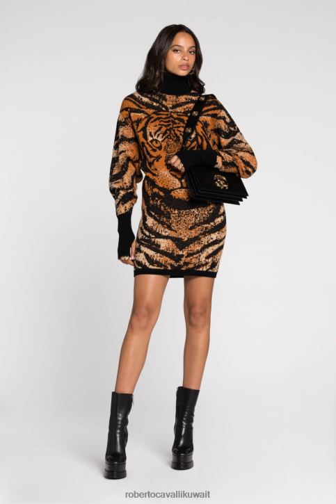 Roberto Cavalli نحيف موضة فستان قصير بطبعة جلد الفهد ملابس 4H40H34