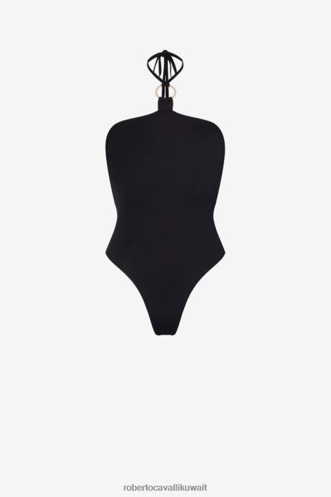 Roberto Cavalli نحيف أسود ملابس السباحة هالترنيك ملابس 4H40H350