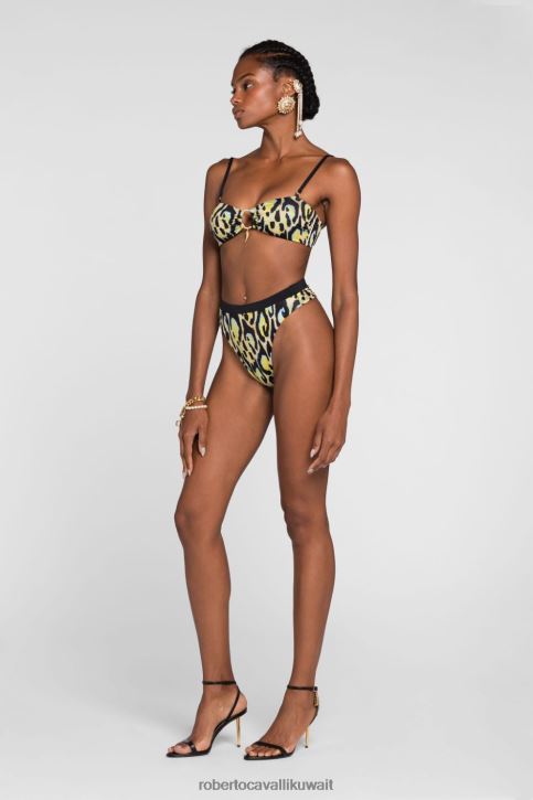 Roberto Cavalli نحيف موضة قطعة بكيني علوية بطبعة جاكوار ملابس 4H40H351
