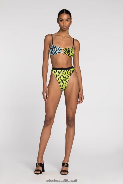 Roberto Cavalli نحيف جير قطعة بكيني علوية بطبعة جاكوار ملابس 4H40H353