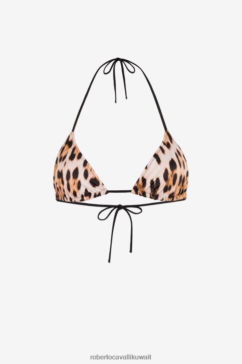 Roberto Cavalli نحيف أنيق قطعة بيكيني علوية بطبعة جلد الفهد ملابس 4H40H361