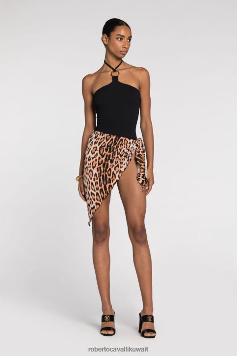Roberto Cavalli نحيف أنيق قطعة بيكيني علوية بطبعة جلد الفهد ملابس 4H40H361
