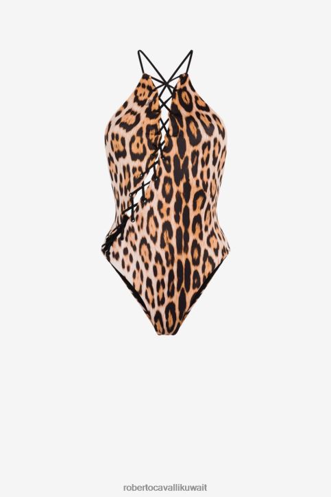 Roberto Cavalli نحيف أنيق ملابس سباحة برباط وطبعة الفهد ملابس 4H40H363