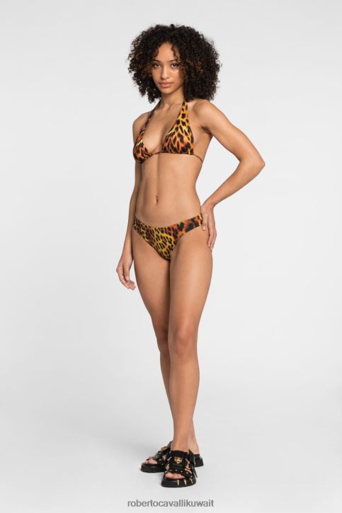 Roberto Cavalli نحيف أنيق قطعة بكيني علوية بحمالة عنق وطبعة جاكوار ملابس 4H40H380