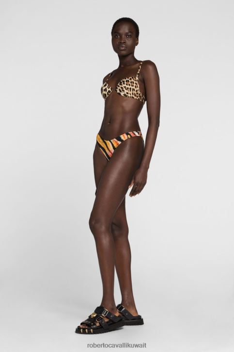 Roberto Cavalli نحيف موضة سروال بيكيني داخلي مزين بالكريستال وطبعة حرية ملابس 4H40H384