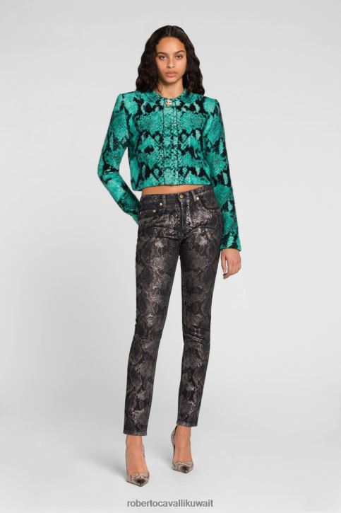 Roberto Cavalli نحيف أسود جينز متوهج باهت ملابس 4H40H399