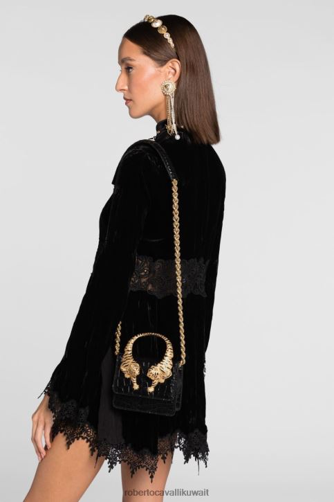 Roberto Cavalli نحيف موضة حقيبة كتف متوسطة الحجم مزينة بالكريستال مُكَمِّلات 4H40H405