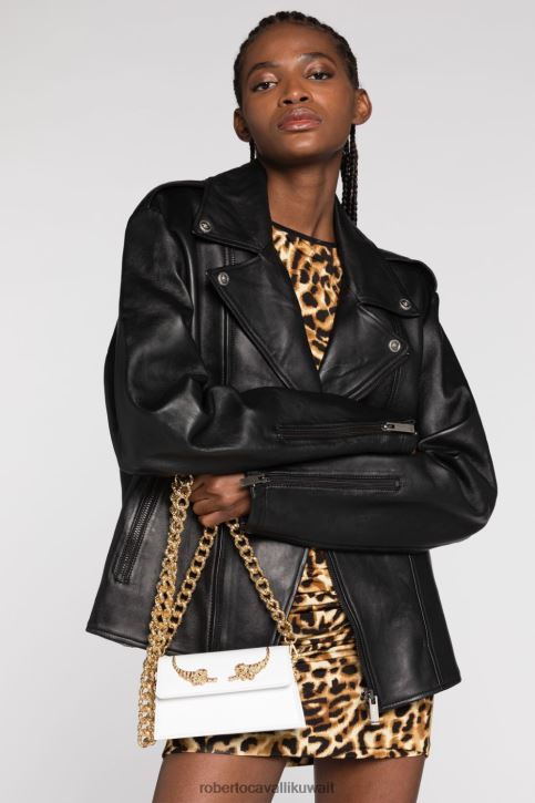 Roberto Cavalli نحيف أنيق حقيبة كتف نمر صغيرة مزينة بالكريستال مُكَمِّلات 4H40H408