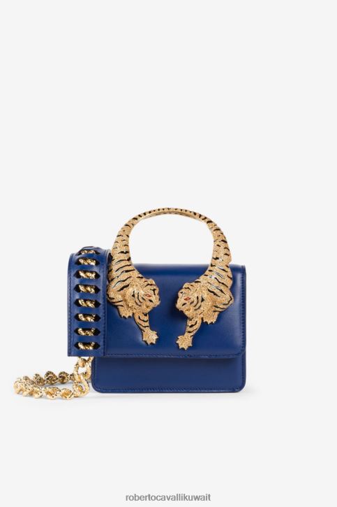 Roberto Cavalli نحيف الحبر الأزرق حقيبة كتف صغيرة مزينة بالكريستال مُكَمِّلات 4H40H411