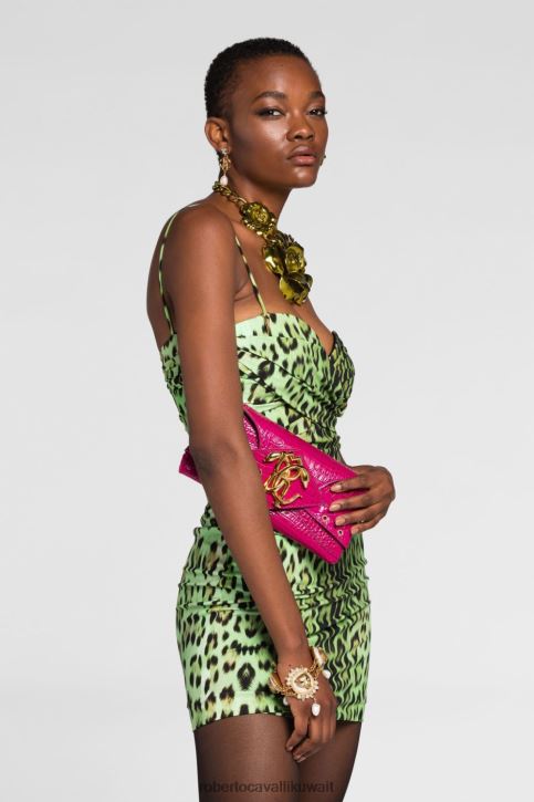 Roberto Cavalli نحيف أنيق حقيبة كتف على شكل ثعبان مرآة مُكَمِّلات 4H40H428