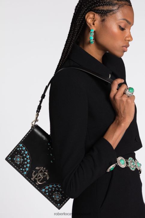 Roberto Cavalli نحيف رشيقة حقيبة كتف بتأثير جلد الثعبان مُكَمِّلات 4H40H430