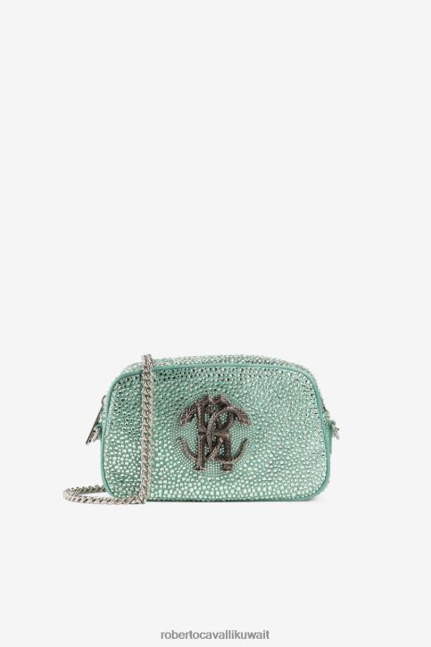 Roberto Cavalli نحيف صبغة زرقاء حقيبة كتف مرصعة بالكريستال بشكل ثعبان مُكَمِّلات 4H40H432