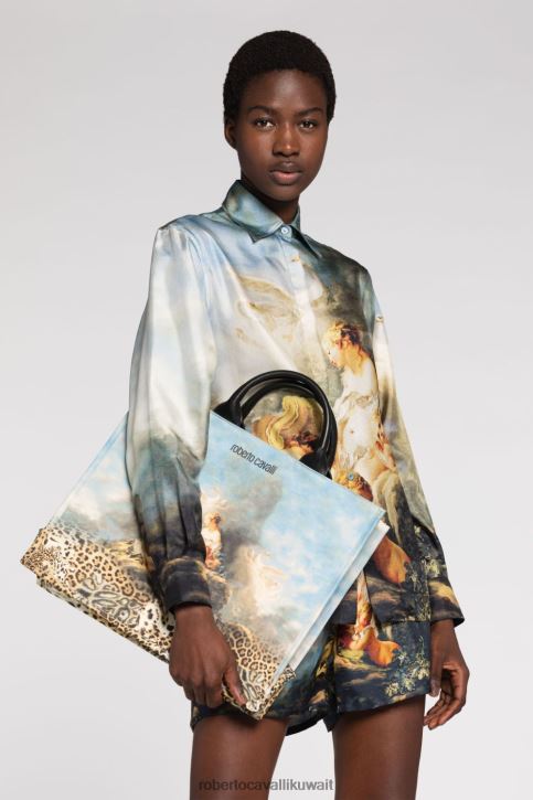 Roberto Cavalli نحيف أنيق حقيبة يد برأس النمر مزينة بالكريستال مُكَمِّلات 4H40H438