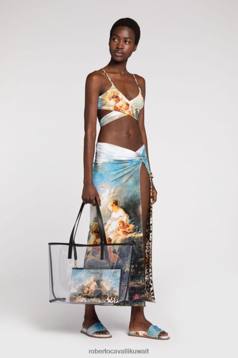 Roberto Cavalli نحيف متعدد الألوان حقيبة حمل بطبعة طلاء مُكَمِّلات 4H40H439