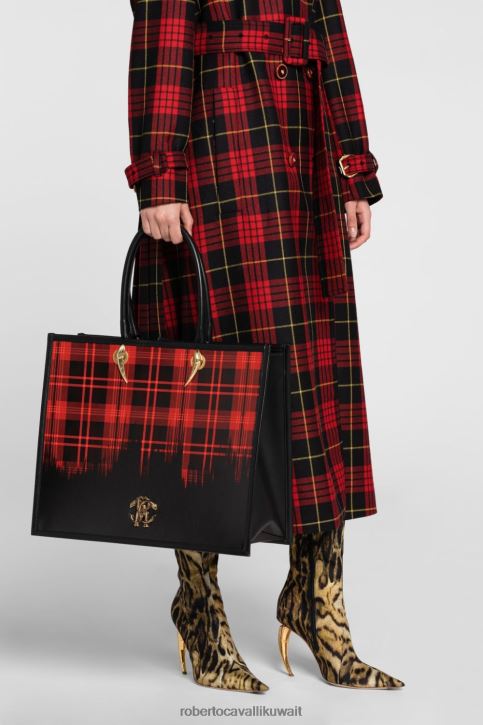 Roberto Cavalli نحيف متعدد الألوان حقيبة حمل بطبعة طلاء مُكَمِّلات 4H40H440