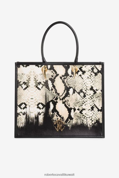 Roberto Cavalli نحيف حجر الثعبان/أسود حقيبة عملية بطبعة جلد الثعبان مُكَمِّلات 4H40H442