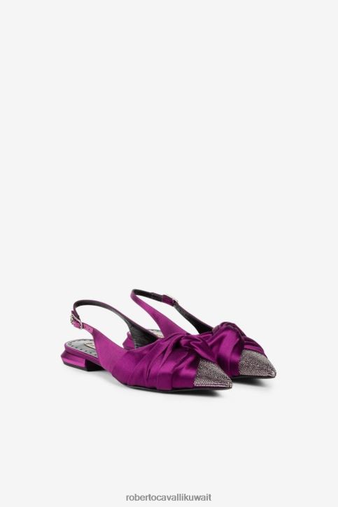 Roberto Cavalli نحيف بنفسجي غامق/أسود حذاء لو بيتيغول بكعب خلفي مزين بالكريستال أحذية 4H40H446