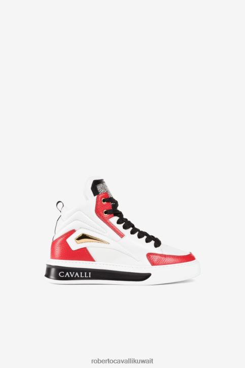 Roberto Cavalli نحيف أبيض/عاري أحذية رياضية بطبعة الشعار أحذية 4H40H475