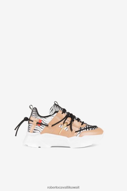 Roberto Cavalli نحيف بيثون طبيعي حذاء رياضي بطبعة جلد الثعبان أحذية 4H40H478